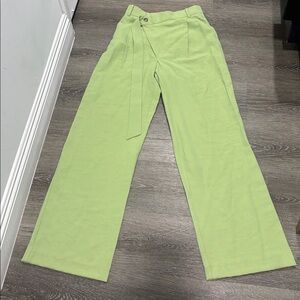 Light Green Wide-Leg Pants